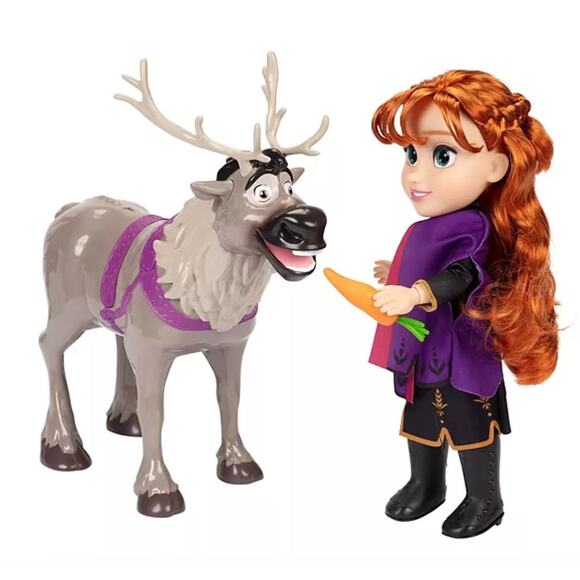 Disney Frozen Large 14" Anna Articulated Toddler Doll with Sven Reindeer NIB - Picture 2 of 3